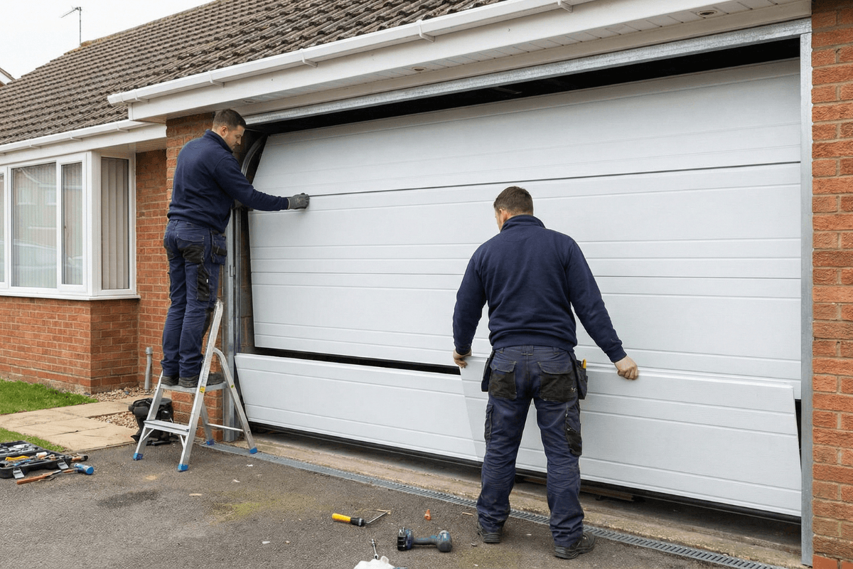 Modern smart garage door installation
